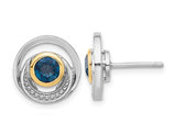 1.12 Carat (ctw) London Blue Topaz Button Post Earrings in Sterling Silver